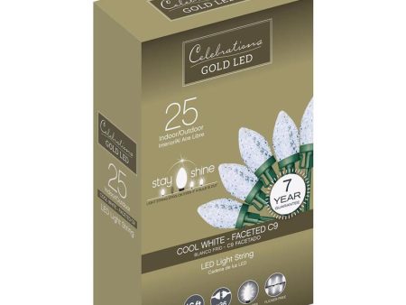 Celebrations Gold LED C9 Cool White 25 ct String Christmas Lights 16 ft. For Cheap