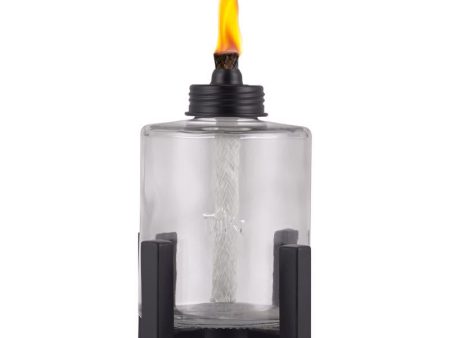 TIKI Black Clear Glass Metal 6.5 in. Elevated Tabletop Torch 1 pc Online Sale