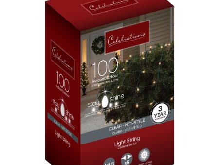 Celebrations Stay Shine Incandescent Mini Clear Warm White 100 ct Net Christmas Lights 6 ft. Online Hot Sale