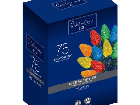 Celebrations LED C9 Multicolored 75 ct String Christmas Lights 49 ft. Sale