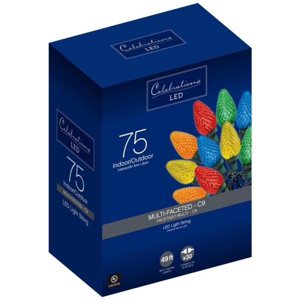 Celebrations LED C9 Multicolored 75 ct String Christmas Lights 49 ft. Sale