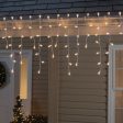 Celebrations Stay Shine Incandescent Mini Clear Warm White 100 ct Icicle Christmas Lights 5.67 ft. Sale