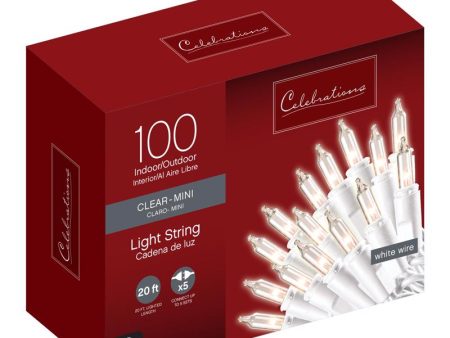 Celebrations Incandescent Mini Clear 100 ct String Christmas Lights 20 ft. For Discount