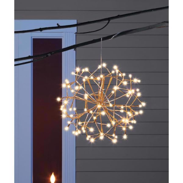 Celebrations Platinum LED Warm White Shimmer Sphere 16 in. Hanging Decor Discount