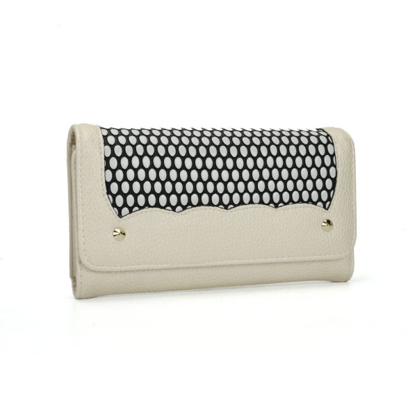 VKP1420 Beige  -  Fashion Wave Point Rivet Wallet Discount