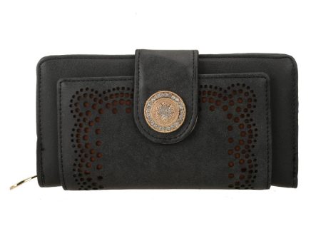 VKP1345-1 Black  -  Multilayer Purse with Hollow Detail Hot on Sale