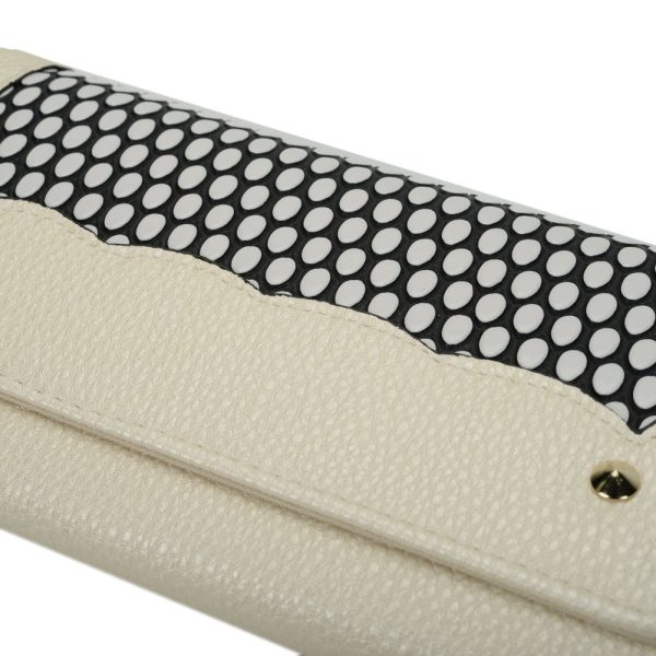 VKP1420 Beige  -  Fashion Wave Point Rivet Wallet Discount