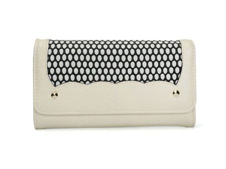 VKP1420 Beige  -  Fashion Wave Point Rivet Wallet Discount