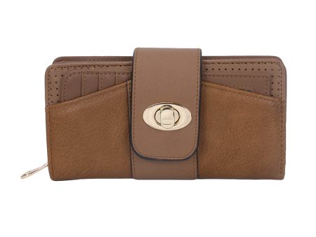 VKP1398 Brown - Fashion Women Metal Button Wallet Online Hot Sale