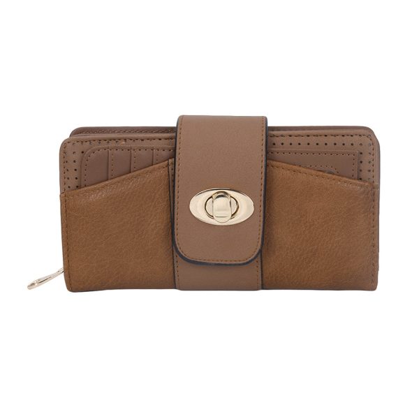 VKP1398 Brown - Fashion Women Metal Button Wallet Online Hot Sale