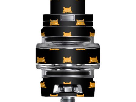 Sneaky Cat Kitten Pattern Gold On Black Smok TFV8 Big Baby V2 Tank Skin Online now