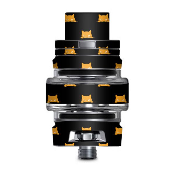 Sneaky Cat Kitten Pattern Gold On Black Smok TFV8 Big Baby V2 Tank Skin Online now