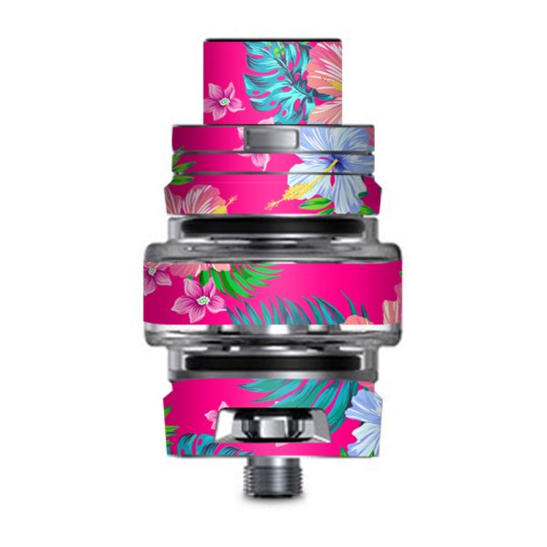 Pink Neon Hibiscus Flowers Smok TFV8 Big Baby V2 Tank Skin Supply