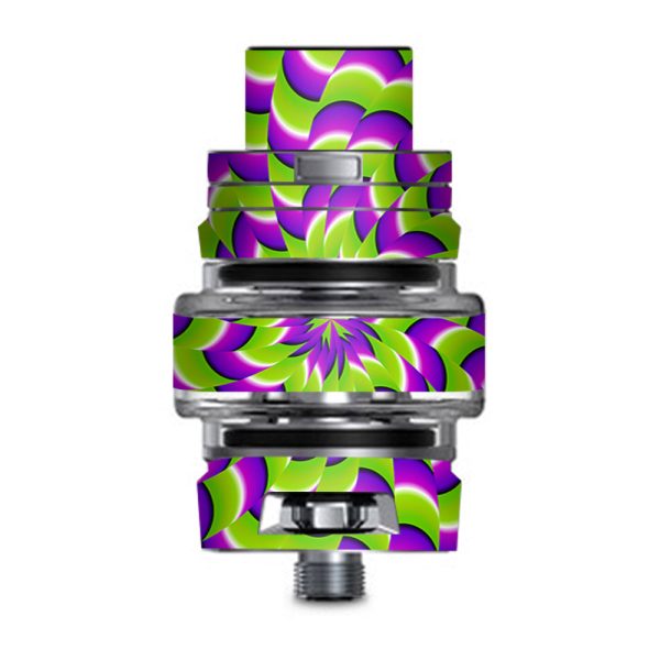 Purple Green Hippy Trippy Psychedelic Motion Swirl Smok TFV8 Big Baby V2 Tank Skin Hot on Sale