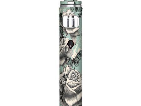 Butterflies Roses Teal Distressed Vintage Smok Nord AIO Stick Skin Online now