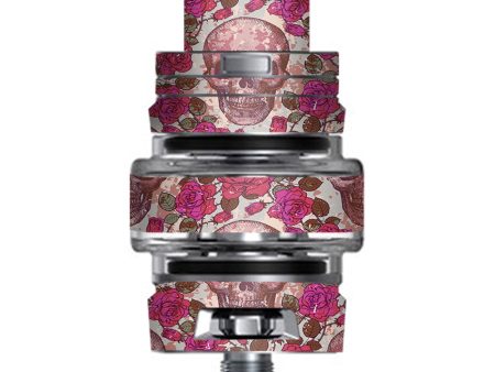 Pink Roses With Skulls Distressed Smok TFV8 Big Baby V2 Tank Skin For Cheap