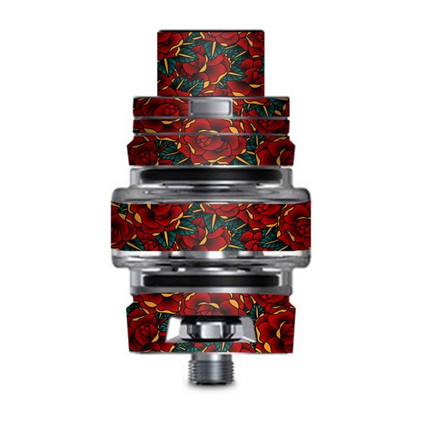 Red Gold Roses Tattoo Smok TFV8 Big Baby V2 Tank Skin on Sale